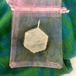 Silver Hexagon Pendant Necklace